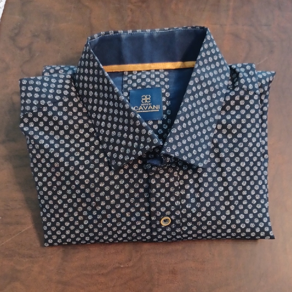 Men's Navy Blue Patterned Shirt